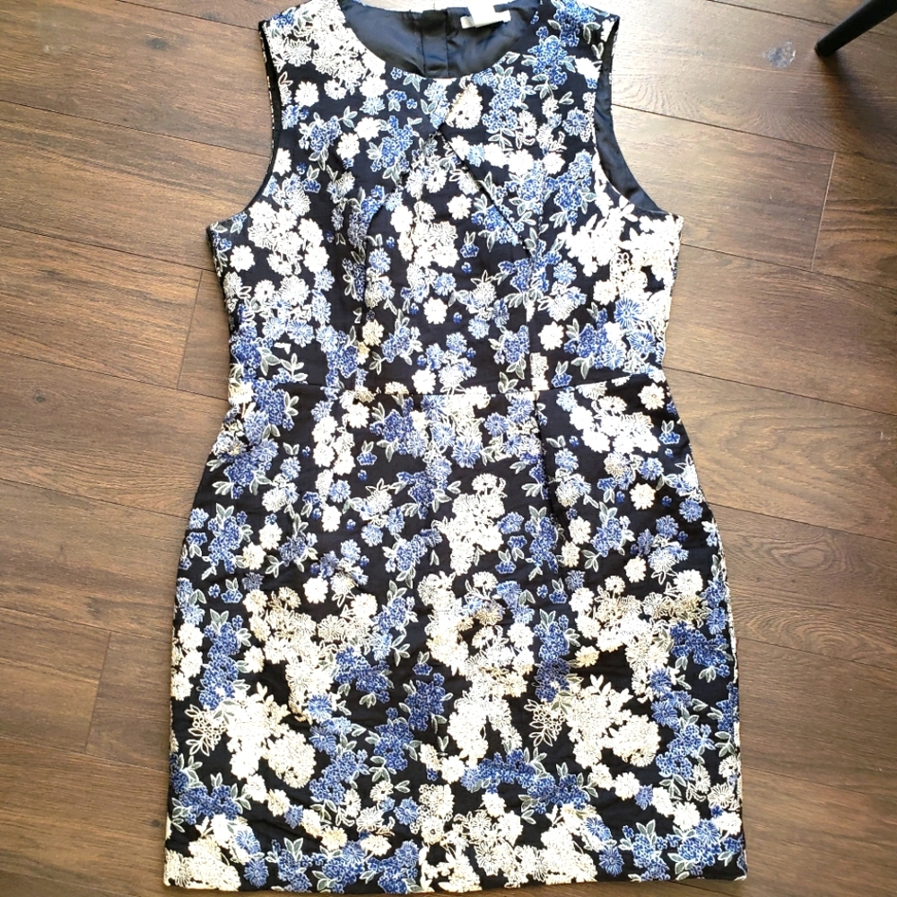 H&M Floral Jacquard Sleeveless Cocktail Dress Size 14